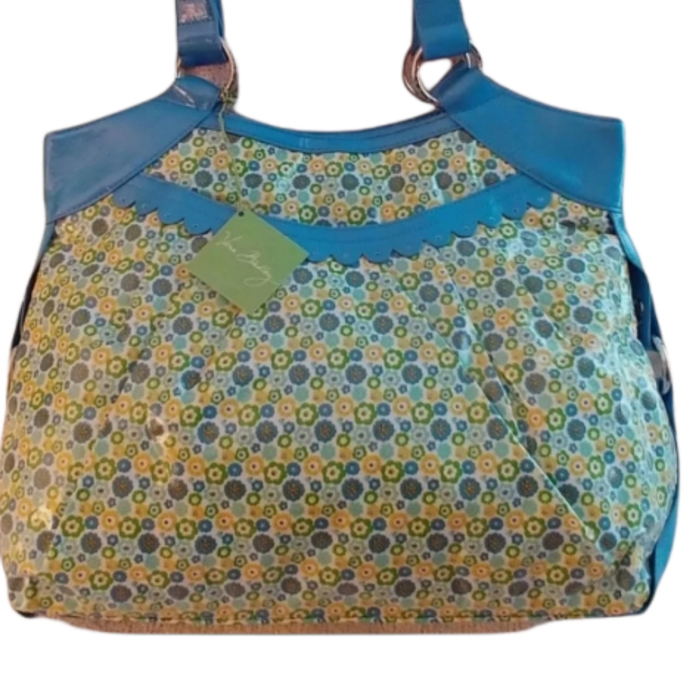 NWT Vera Bradley Bridge XL Tote Handbag Frill English Meadow Blue Multi $64